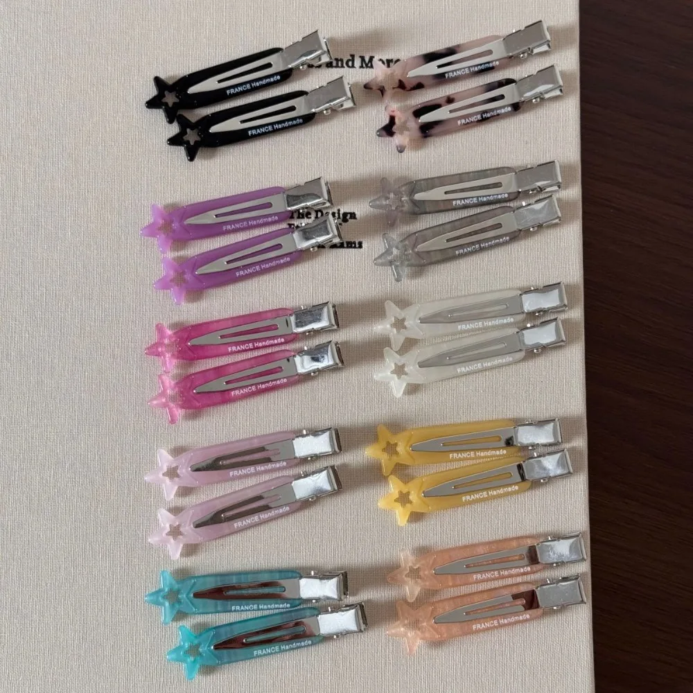 Colorful Star Acetate Hair Clips Seamless Side Clips for Bangs Fringe Versatile Makeup Clips Small Cute Hair Accessories Women