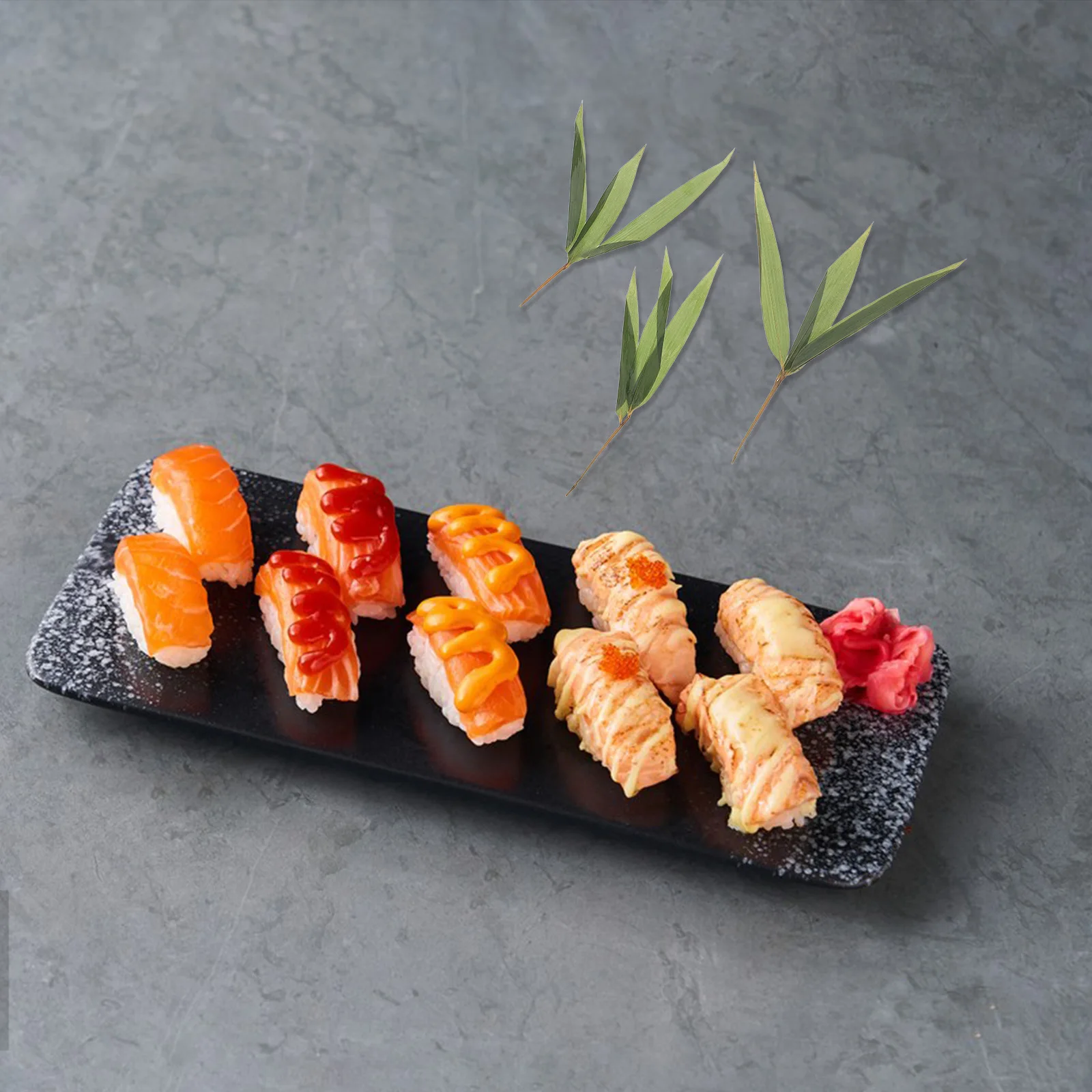 

Sushi Leaves Japanese Sashimi Plate Decorations Simulation Faux Leaf Ornament Sashimi Serving Platter Food Photography Backdrops