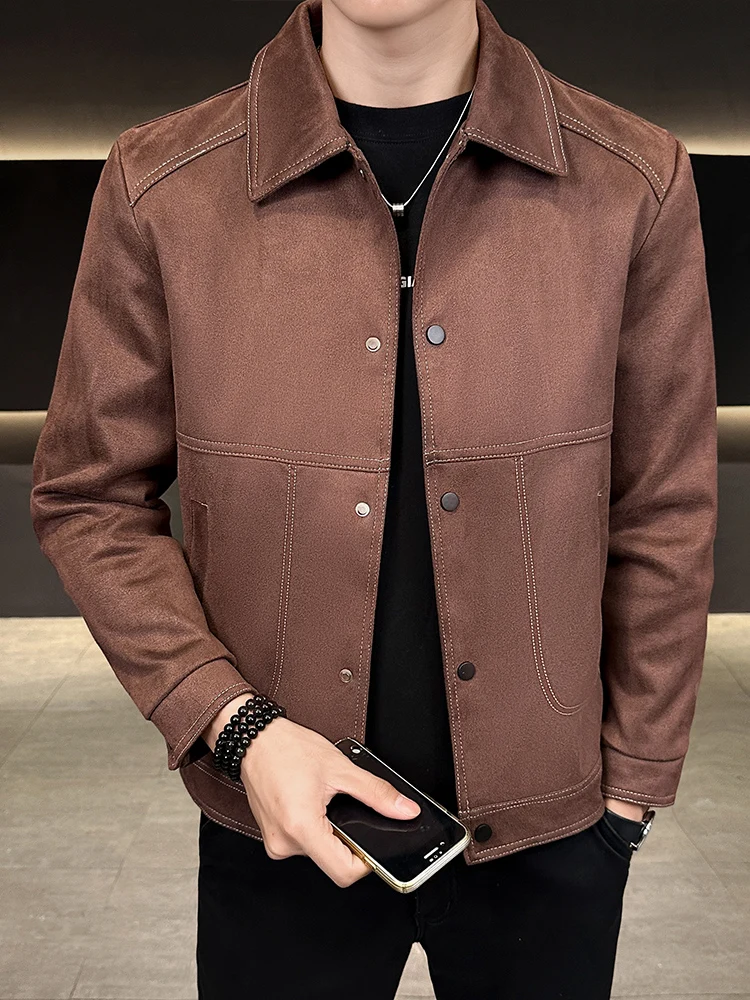 

Hong Kong High-End Trendy Brand Men's Suede Jaet Collared Autumn Winter New 2025 Advanced Sensation Cool Haome Outerwear