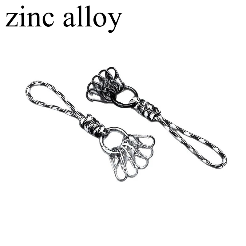 

Outdoor Camping Woven Rope Umbrella Rope Metal Keychain Multi-purpose Hook 8-shaped Buckle Anti Loss Hanging Rope