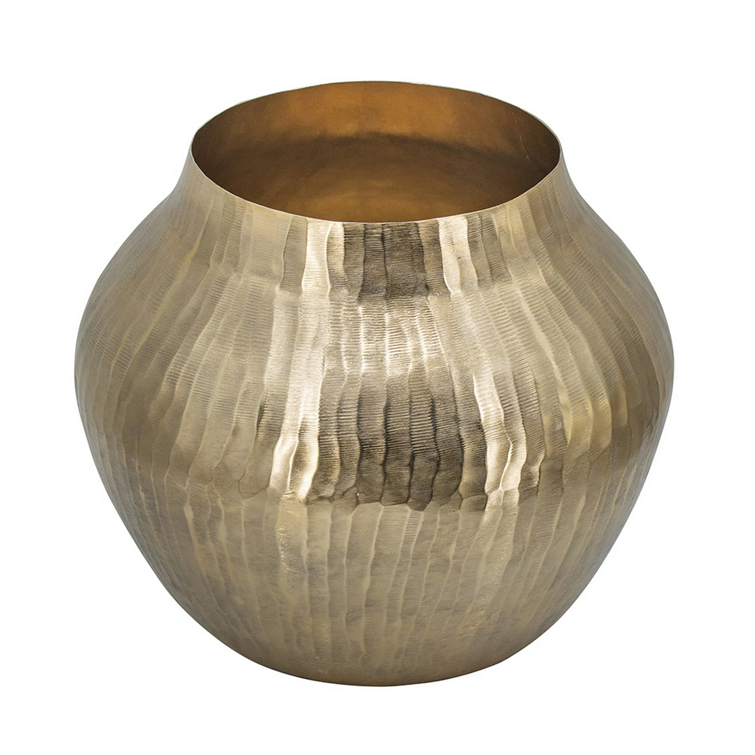 Hammered Brass Metal Vase, Vintage Textured Gold Flower Vase for Tabletop Centerpiece, Living Room Home Office Decorative Accent