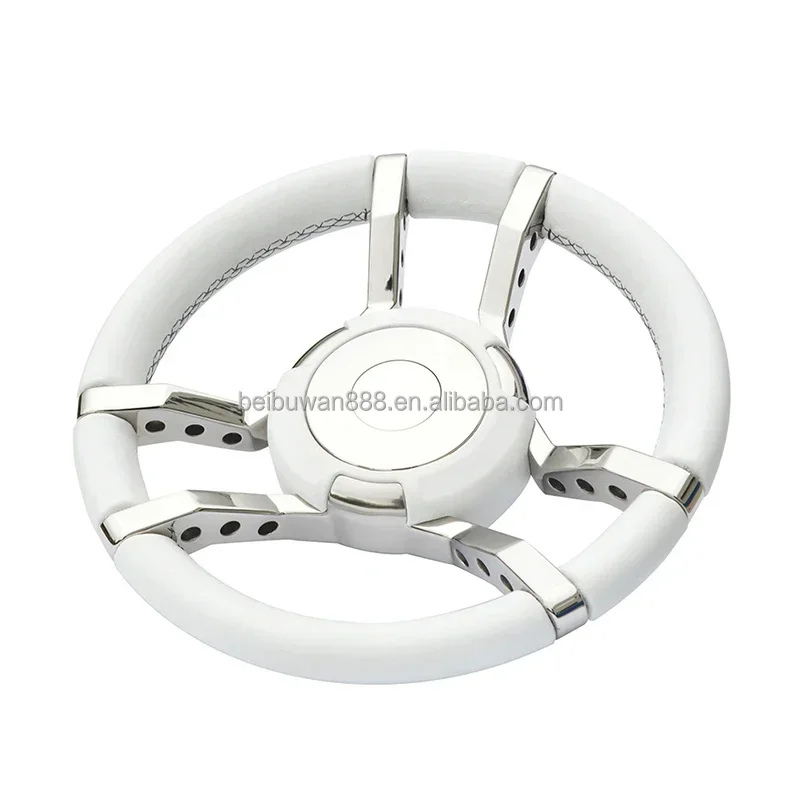 Marine Hardware Boat Steering Wheel High Quality Stainless Steel Real Leather Steering Wheel