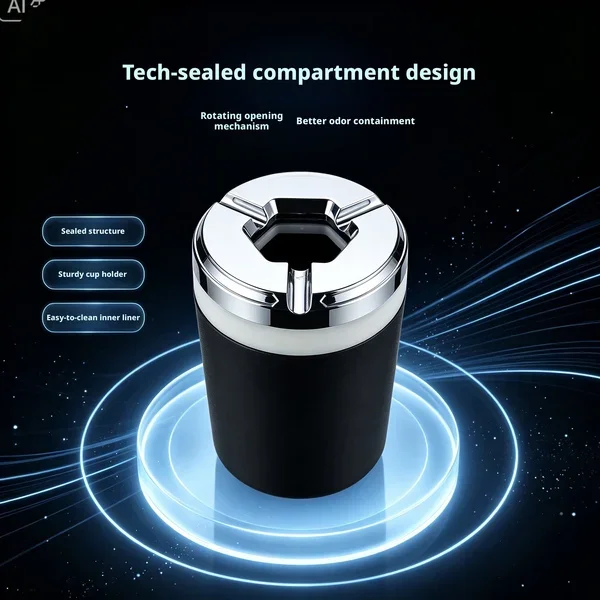 New Car Ashtray Rotating Closure Design Alloy Detachable Inner Liner Easy Clean Smokeless Auto Ashtray Fits Most Car Cup Holders
