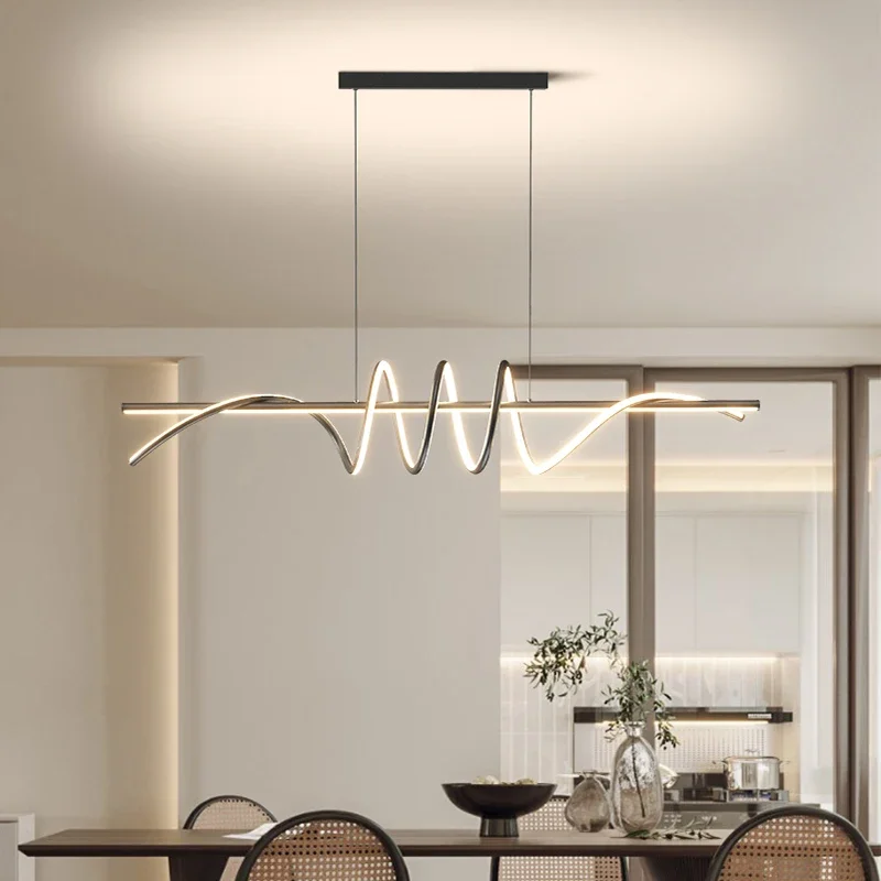 Modern Led Pendant Lights Chandelier Wave Lamps Dinning Bedroom Living Room Kitchen Full Spectrum Hanging Lamp Lighting