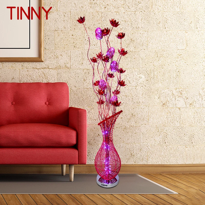 TINNY Nordic Floor Lamp Modern Art Red Flower Living Room Sofa Bedroom Hotel LED Originality Decorative Standing Light