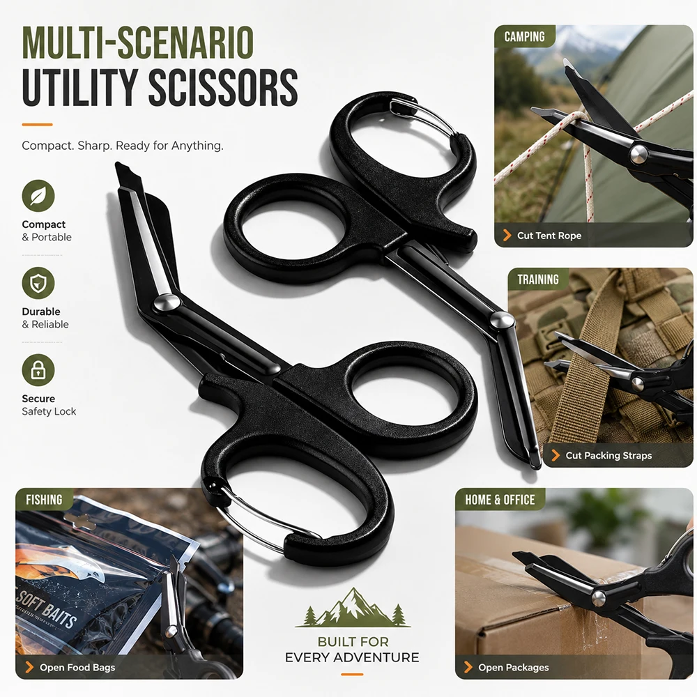 Heavy Duty Utility Scissors Portable Stainless Steel Cutter Wire Rope EDC Outdoor Camping Hand Tool for scissor