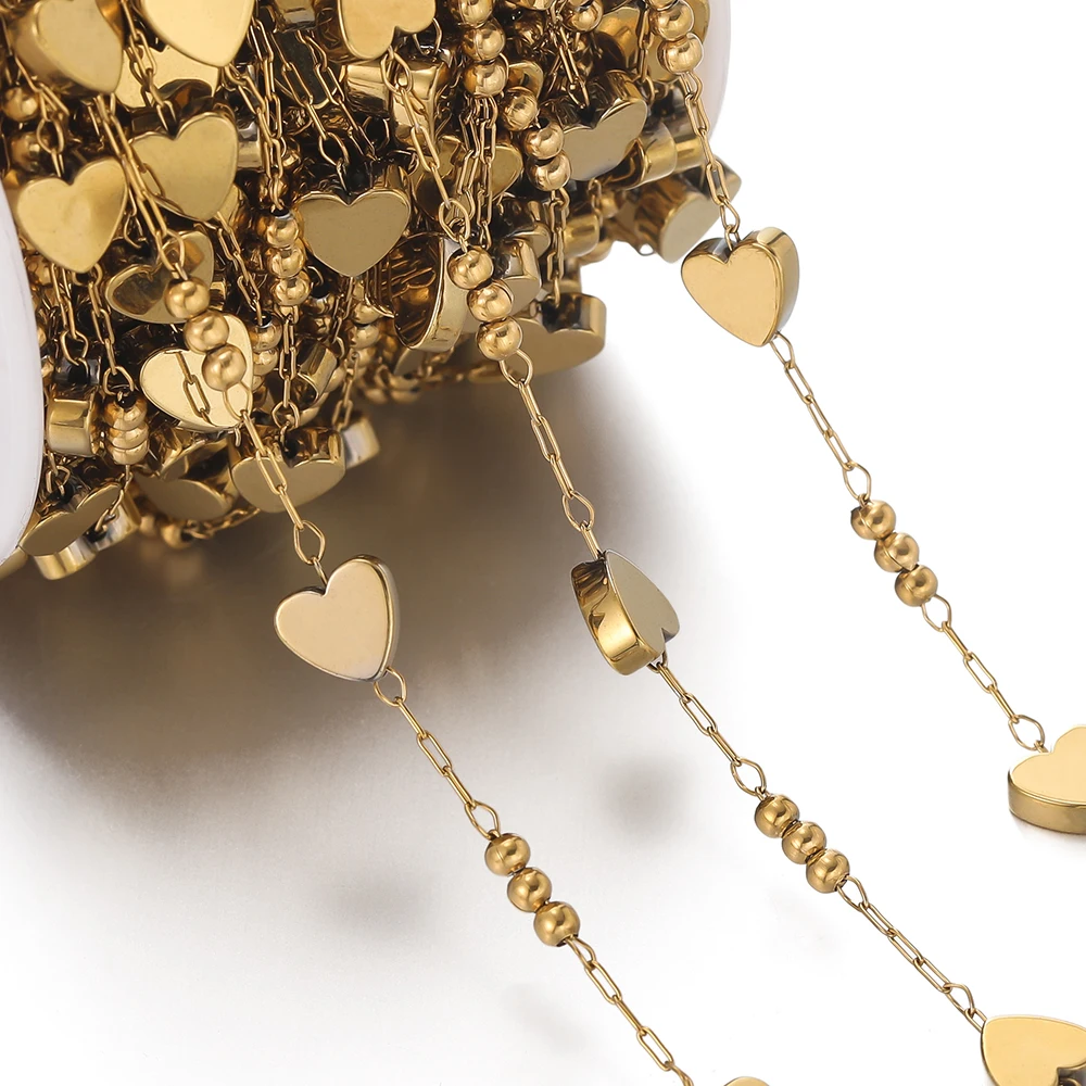 1M/Pack 6 Styles Stainless Steel Square Heart Shell Shape Beads Chains for DIY Necklace Bracelets Jewelry Making Accessories image 5