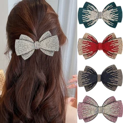 Women Rhinestone Bow Hair Clip Barrette For Girls Ponytail Fashion Hairpin Ladies Party Elegant Headwear Hair Accessories