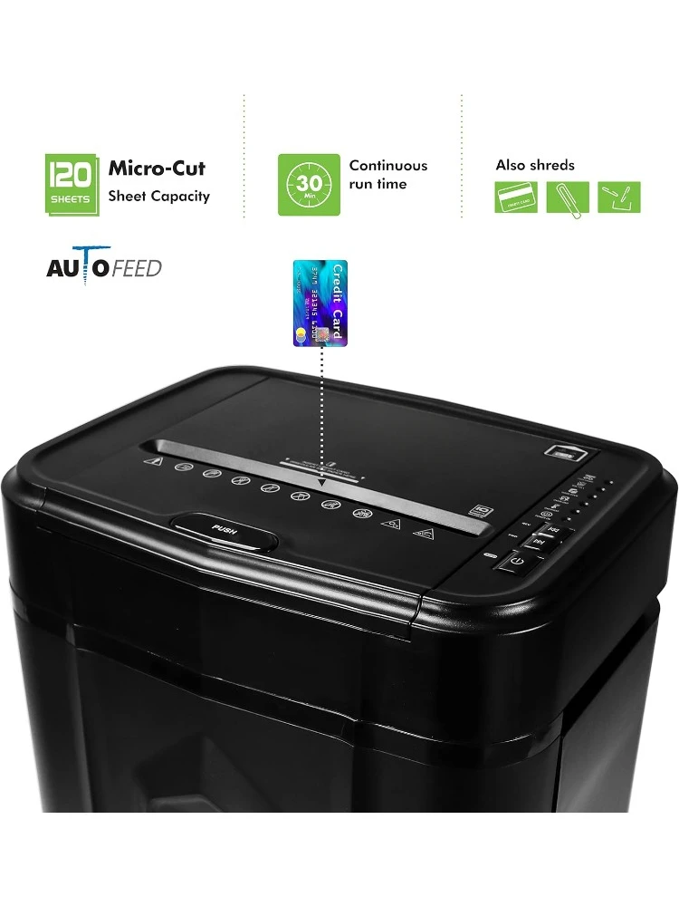 AU120MA 120-Sheet Auto Feed High Security Micro-Cut Paper Shredder / 30 Minutes (Black)