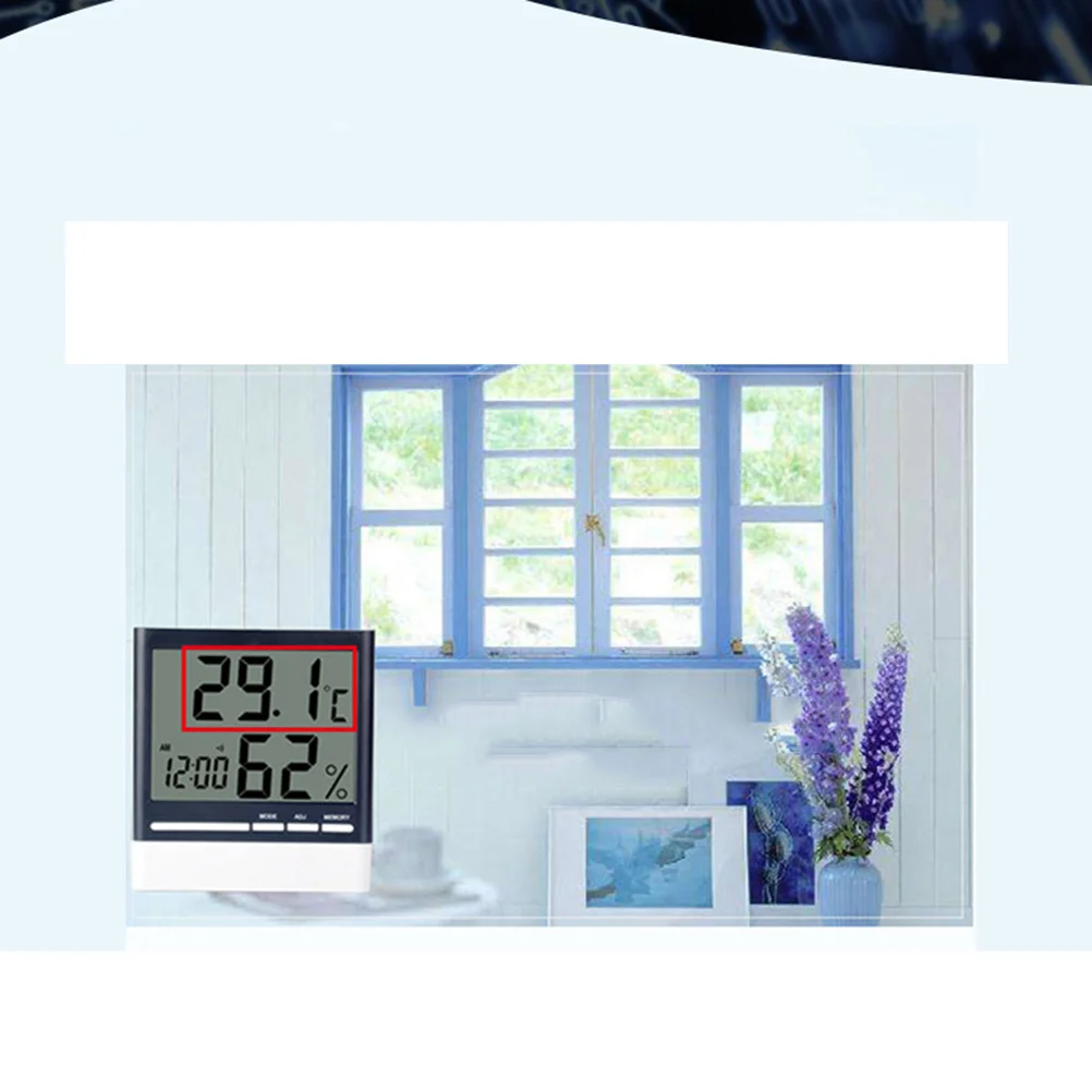 Electronic Temperature Humidity Meter Digital Indoor Thermometer Hygrometer Clock Calendar Wall Mountable Desktop For Home