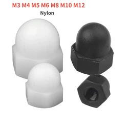 M3 M4 M5 M6 M8 M10 M12 Plastic Hex Nuts White or Black Nylon Cap Nuts Decorative Cover Semicircle Acorn Nut