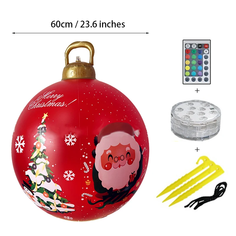 Boule De Noël Géante Pour Extérieur - Diamètre 60 Cm PVC Rouge - Décoration Jardin