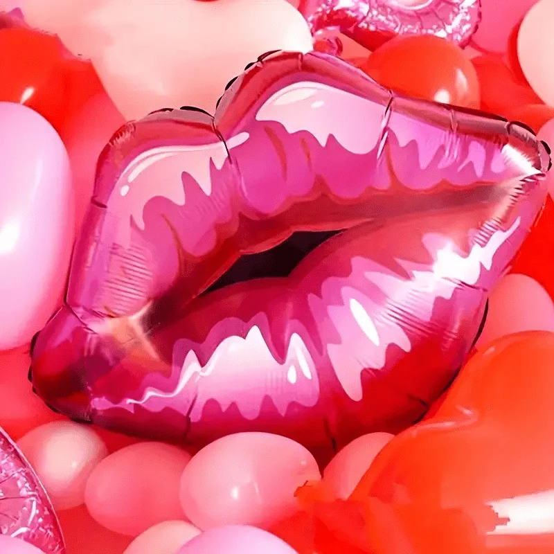 Roter Lippenballon, große Lippen und Lippenstift, Aluminiumfolienballon, Hochzeit, Valentinstag, Vorschlag, Jubiläumsdekoration – Detail 15