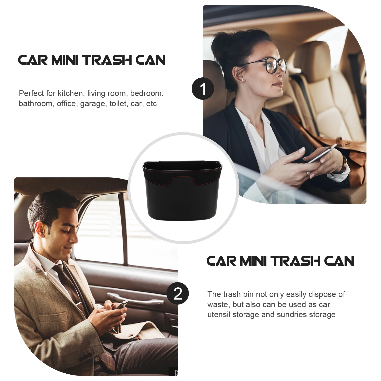 

2PCS Hanging Car Trash Can Premium Foldable Automobile Garbage Bucket Seat Back ganizer for Vehicle Home Office Use