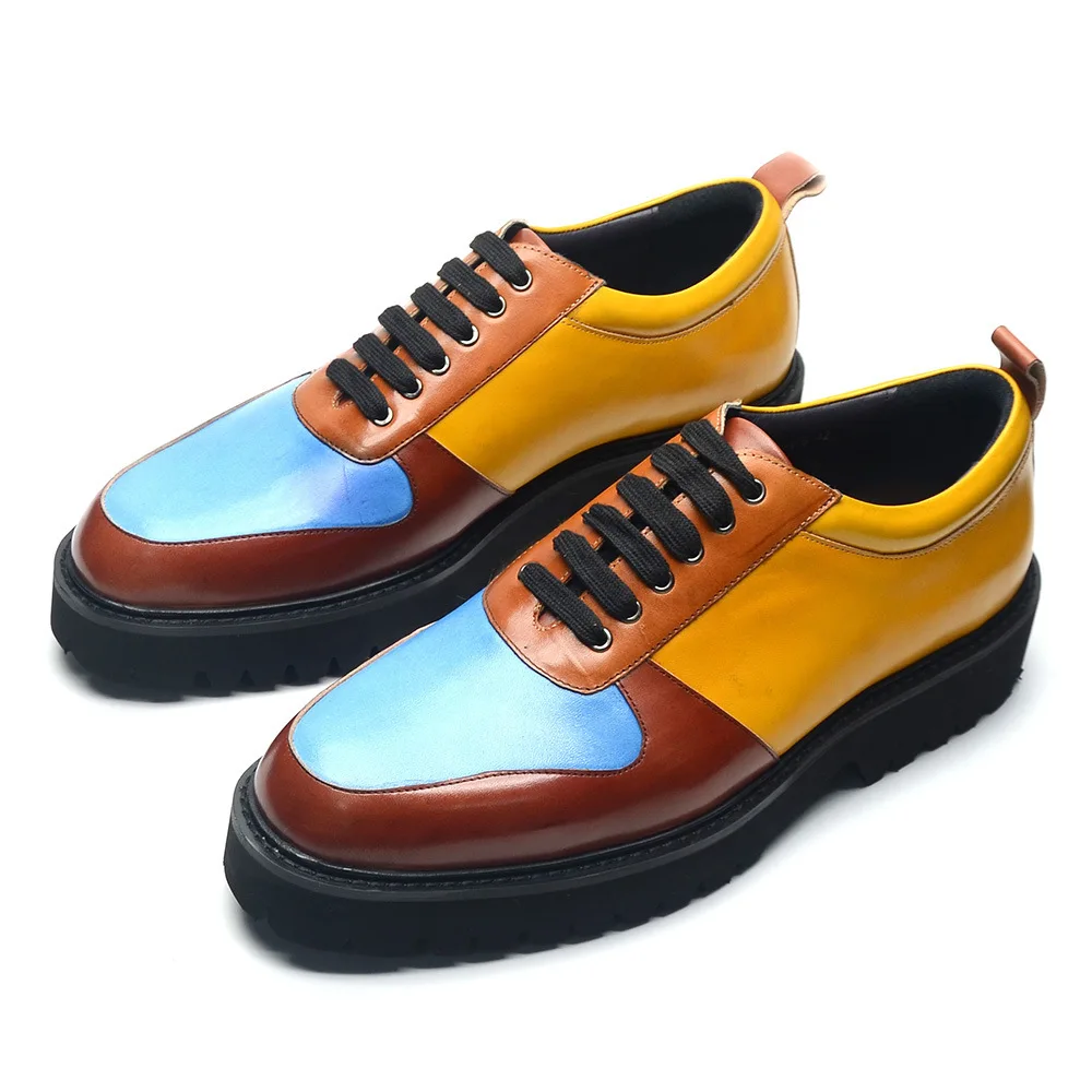 Zapatos de cuero informales con suela gruesa y suave de estilo británico para hombre, zapatos de moda para hombre