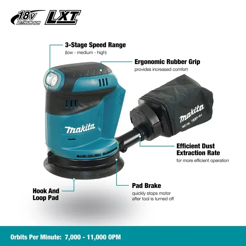 

Бесщеточная эксцентриковая шлифовальная машина Makita180Z 18В для обработки дерева, полировки и удаления шпатлевки - беспроводная шлифовальная машина 18В LXT (без аккумулятора)