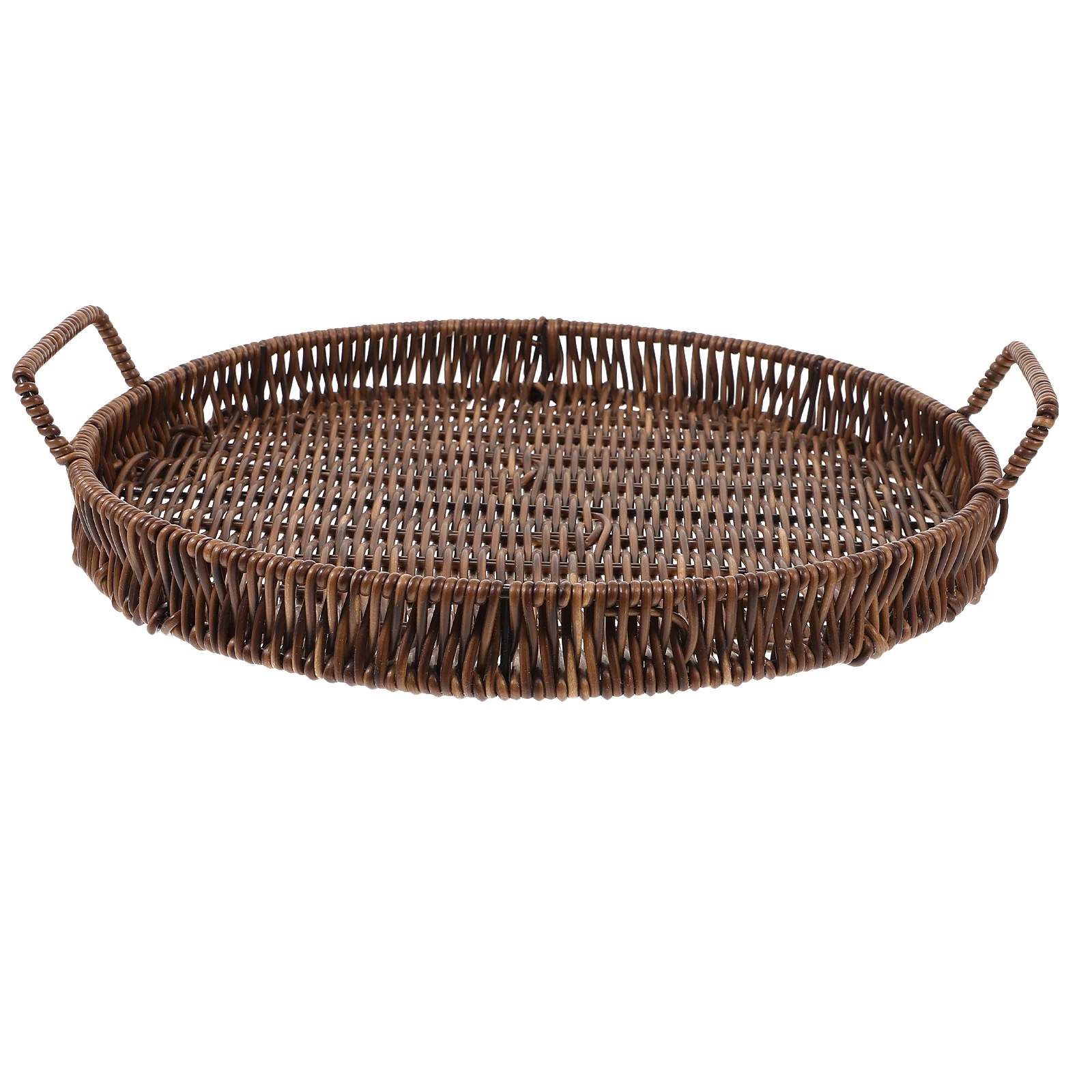 

Pp Rattan Round Decorative Coffee Table Woven Basket Fruit Plate Storage Tray Snacks Food Holder L667 1 PP Material