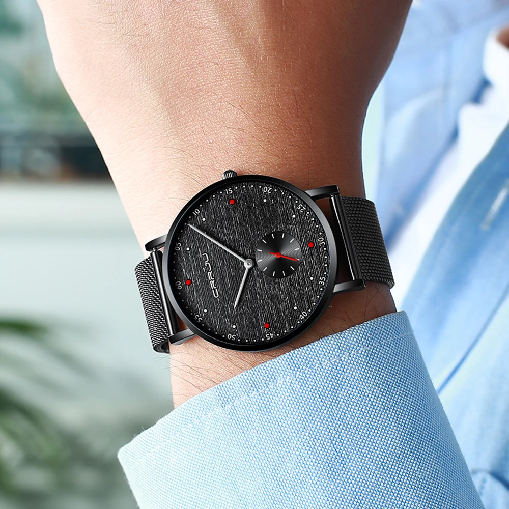 CRRJU Watch Top Brand Luxury Watch Men Stainless Steel Business Clock Waterproof Watches Mens Luxury Sport Quartz Wrist Watch