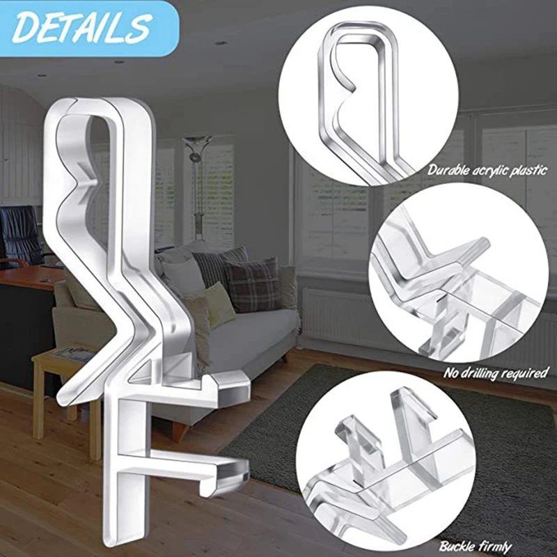 1-7/8 Inch  Channel Valance Clips Clear Plastic Valance Clips For The Valance With A Groove In The Back ( 24Pcs )