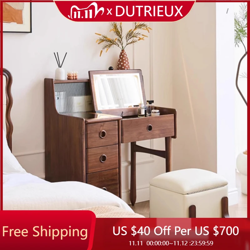 

Wood Drawers Vanity Table Makeup Mirror Chair Cabinet Dressing Table Organizer Cosmetics Mesa De Maquillaje Trendy Furniture