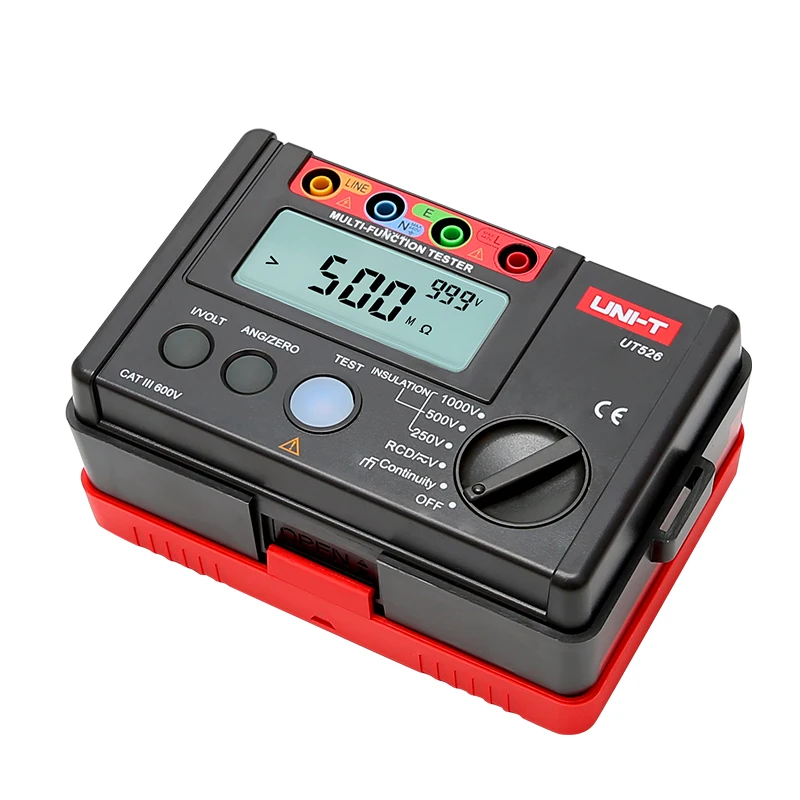 UT526 UNI-T Digital Electrical Meter Insulation Resistance Tester AC DC Voltmeter RCD Test Low Resistance Continuity Measure U32