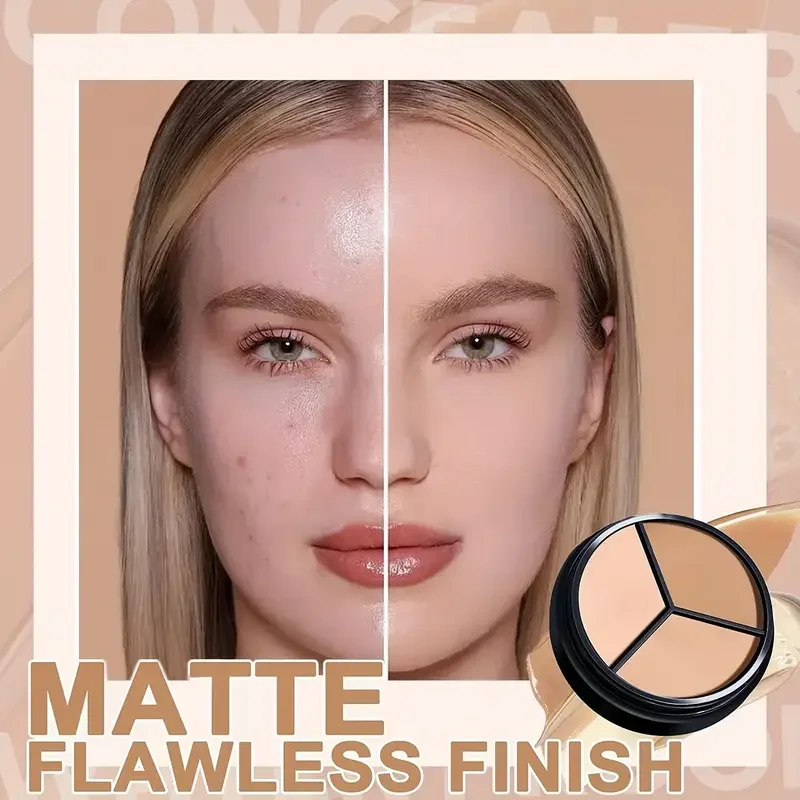 3-in-1 Face Concealer Makeup 3 Color Concealer Perfect Concealer for Blemishes,Dark Circles and Contours Balm for All Skin Types