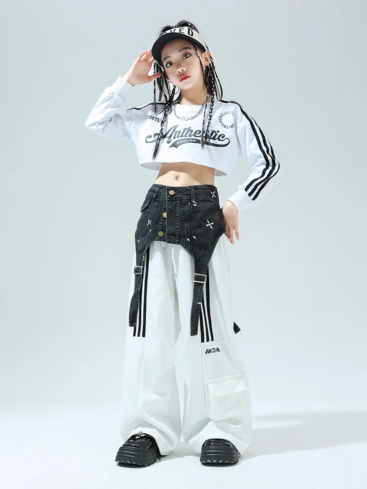 

Girls' Jazz Dance CostumeJAZZPractice Clothes Children's Hip-Hop Street Dance Trendy Outfit Set Sweatpants Children's Day Perfor