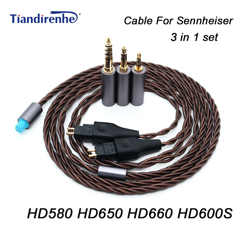 

For Sennheiser Headphone Upgrade cable voor HD580 HD650 HD660 HD600S 4pin xlr Replaceable 2.5mm/3.5mm/4.4mm 3 in1 audio plug