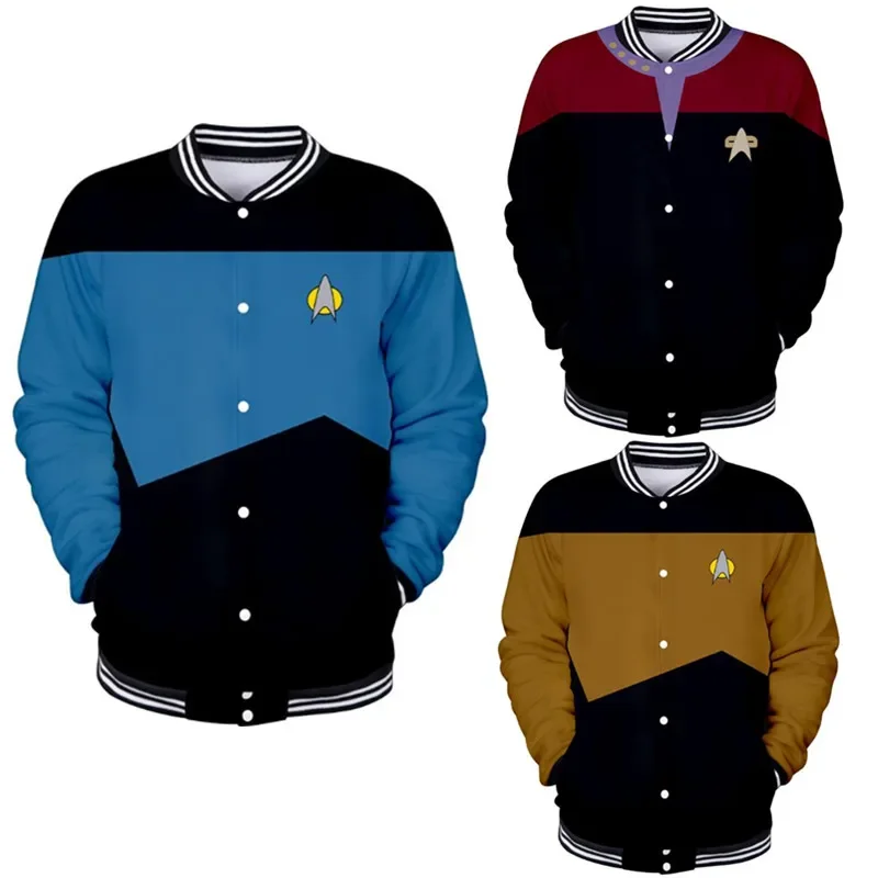 

Популярный фильм Star Trek Свободная куртка Varsity унисекс бейсбольные Пальто Косплей Осенняя Повседневная стандартная куртка Брендовые куртки