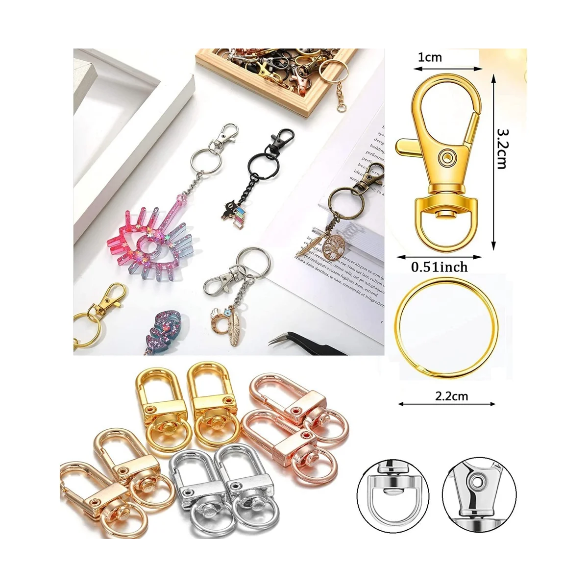 140 قطعة Keyrings حلقة تسلق كيرينغ قطب المفاجئة هوك جراد البحر المشبك مفتاح سلسلة كليب كيرينغ ل كيرينغ