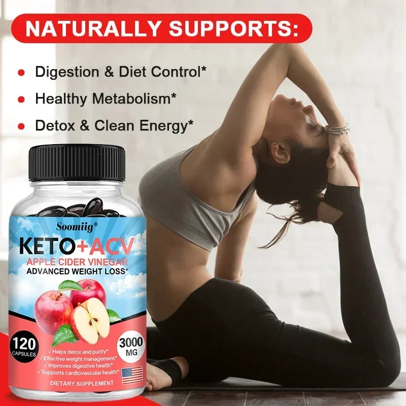 Ketone + Apple Cider Vinegar Capsules - Helps with Detoxification, Effective Weight Management, and Improved Digestive Health