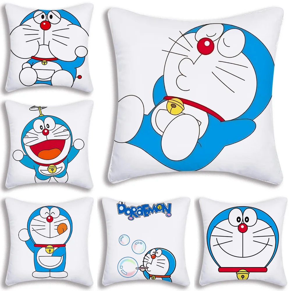 

Doraemon Pillow Covers Cartoon Sofa Decorative Home Double-sided Printing Short Plush Cute Cushion Cover