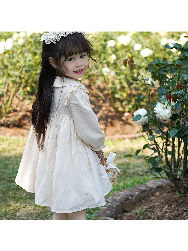 Vestido de bebê bordado à mão, Vestidos de menina infantil, Roupa de menina casual infantil, 100% algodão, Novo, Primavera