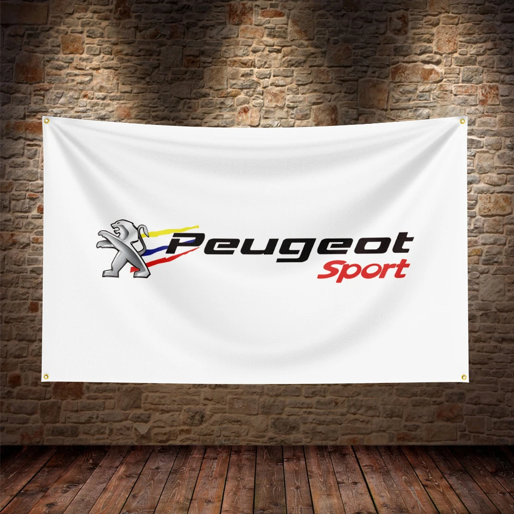 90x150cm Peugeots Sport Flag Polyester Printed Racing Car Banner Garage or Outdoor For Decoration