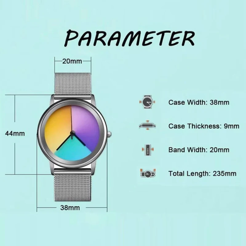 New Unique Women Watch Fashion Casual Colorful Changing Dial Quartz Wriswatch S… - Image 3