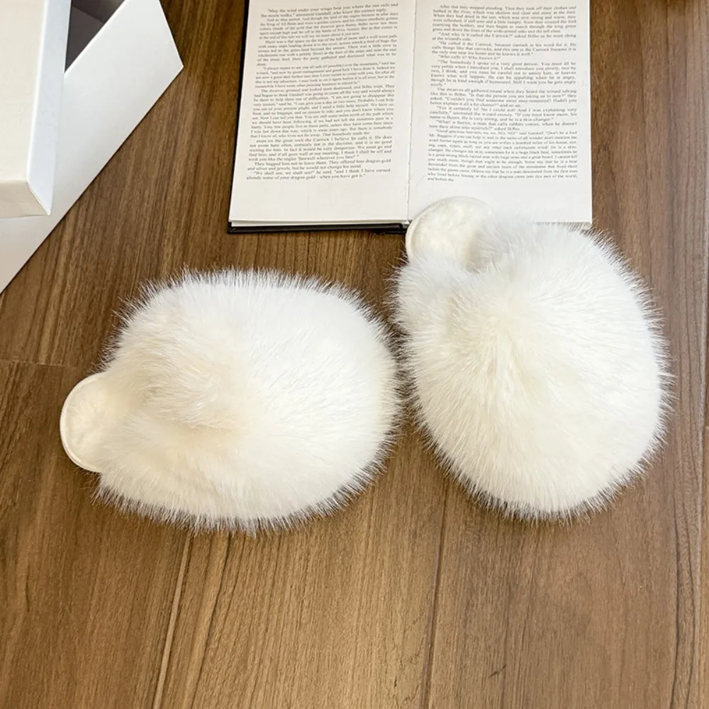 Winterfellige Damen-Hausschuhe, bequeme Flip-Flops, flache Pantoffeln, Indoor-Schlafzimmer-Plüschschuhe für Damen – Detail 24