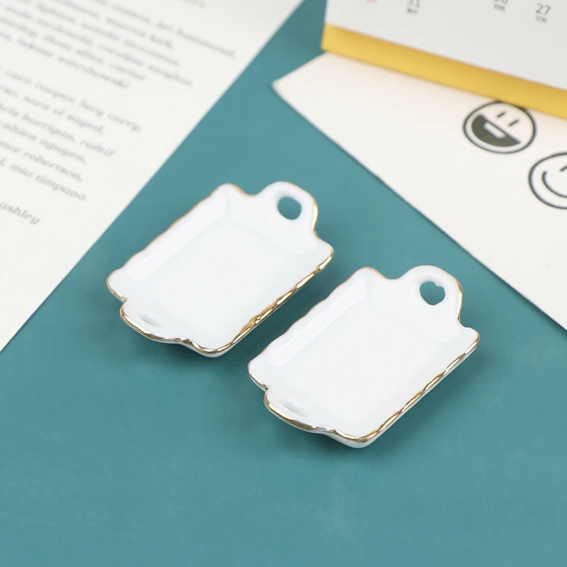 Plateau alimentaire Miniature en céramique pour maison de poupée 1/12, assiettes, plats, accessoires de cuisine, 1 pièce