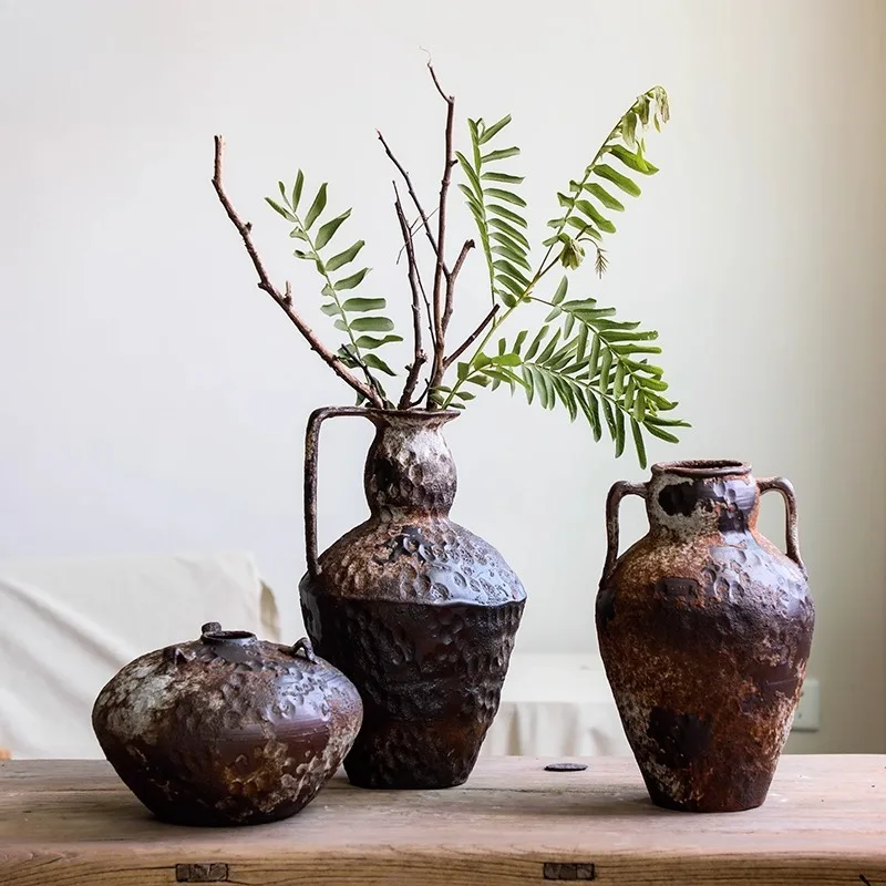 Ceramic Vases Stoneware Vase Flower Arrangement Retro Nostalgia Handmade Homestay Hotel Wabi-sabi