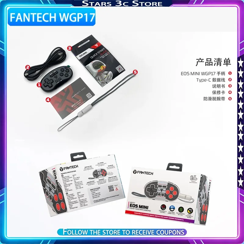 

FANTECH WGP17 Mini Gamepad Wireless Dual Mode Lightweight and Portable Game Controller Gamer Gift
