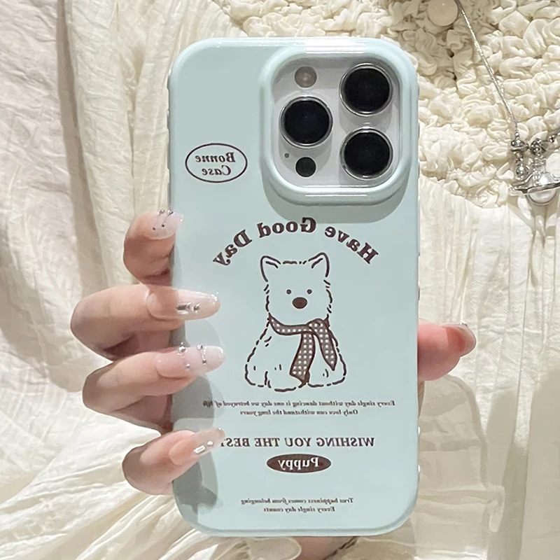

Cute Cartoon Puppy Dog Glossy TPU Phone Cover Case For iPhone 17 16 15 14 13 Pro Max