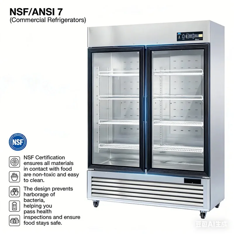 custom.Heavy-Duty Commercial Stainless Steel Display Cooler with Two Glass & Compressor Cooling Digital Control