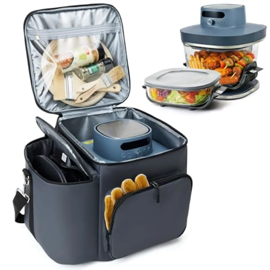 

Утепленный чехол для фритюрницы Ninja Crispi Pro Air Fryer 6QT и стеклянных контейнеров 2.5QT, сумка для переноски с 5-миллиметровой теплоизоляцией, многофункциональный