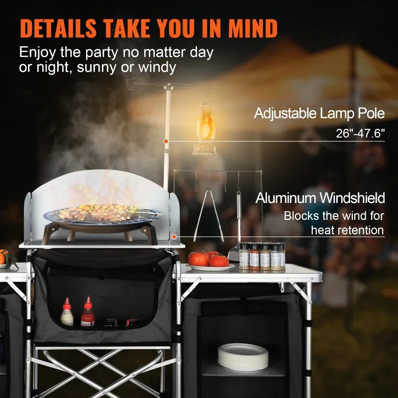 

【Premium】SucceBuy Camping Outdoor Kitchen T le C inet Fold le Folding Cooking Storage Rack Aluminum Alloy Bracket for BBQ Picnic