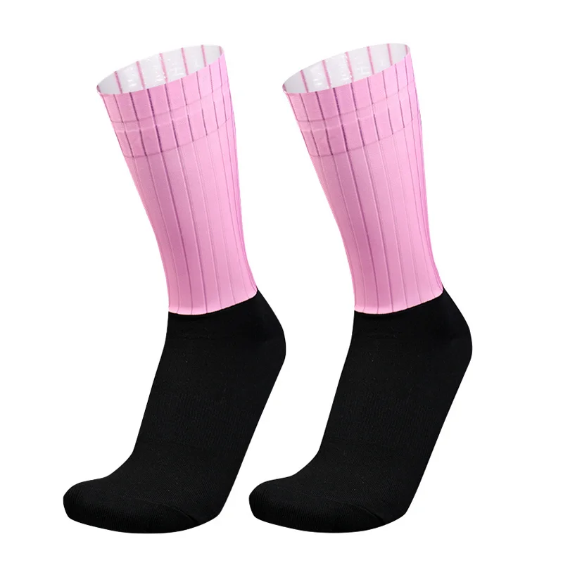 Anti Slip Silikon Sommer Aero Socken Whiteline Radfahren Socken Männer Fahrrad Sport Laufen Fahrrad Socken Calcetines Ciclismo