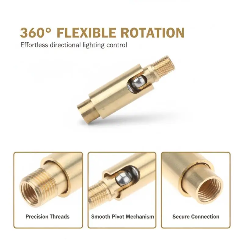 Copper Wall Lamp Universal Joint Head Turning Table Wall Lamp Accessories 90 Degree Universal Joint (inner M10 + Outer M10)