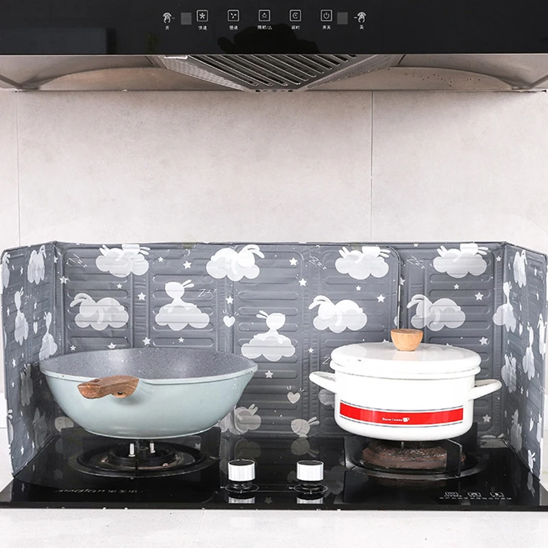 Kitchen Cooker Shield Splash Guard Cooking Frying Oil Splash Screen Cover Aluminium Foil Plate Gas Stove Splash Proof Baffle