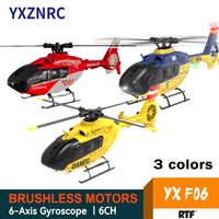 YXZNRC F06 EC135 RC Helicopter 2.4G 6CH 6 Axis Gyro Model 1:36 Scale RTF Direct Drive Brushless Roll Flybarless Aircraft Toys