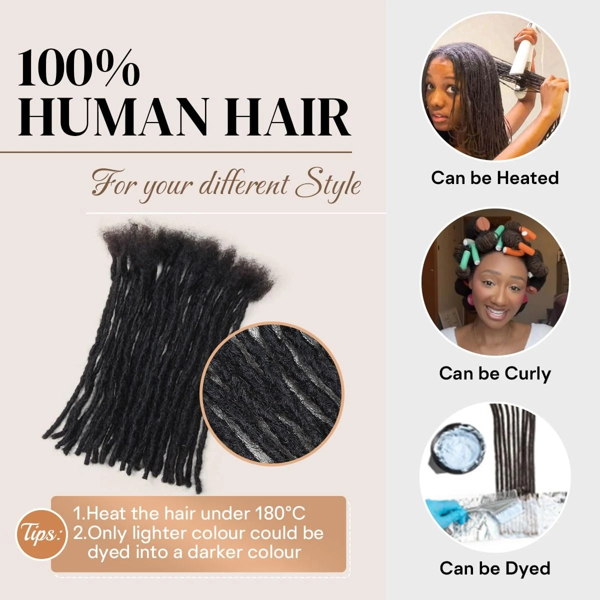 100% Human Hair 20 Strands Dirty Braids Crochet Human Hair Extensions Handmade Dreadlock Braiding Hair Faux Locs For Men Women