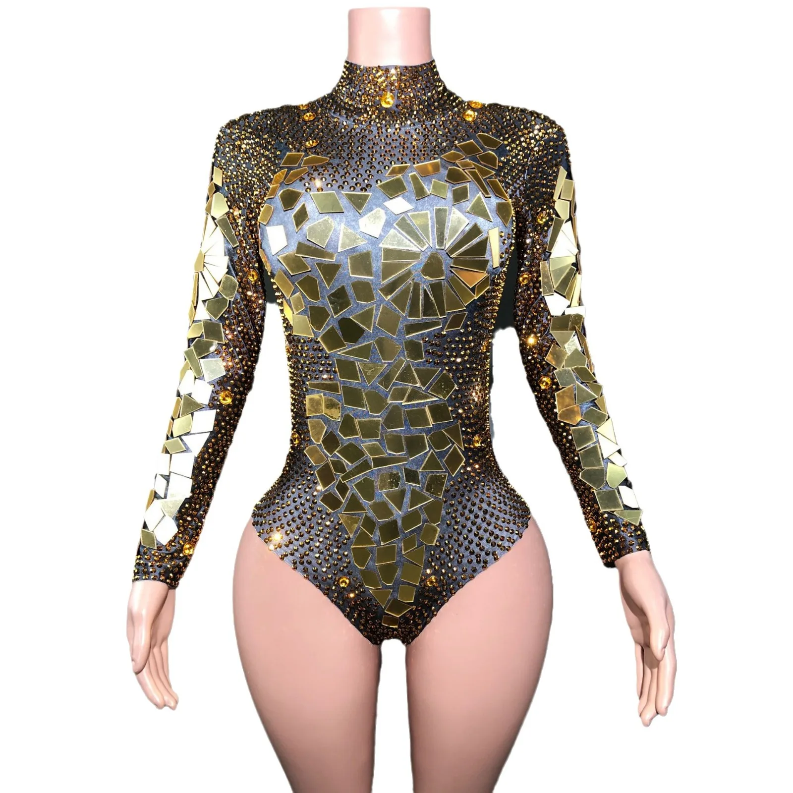 

Sexy Shiny Rhinestone Skinny Nightclub Zipper Long-sleeved Onesie Sexy Babes Wedding Guest Dresses Classy Evening Dresses Luxury