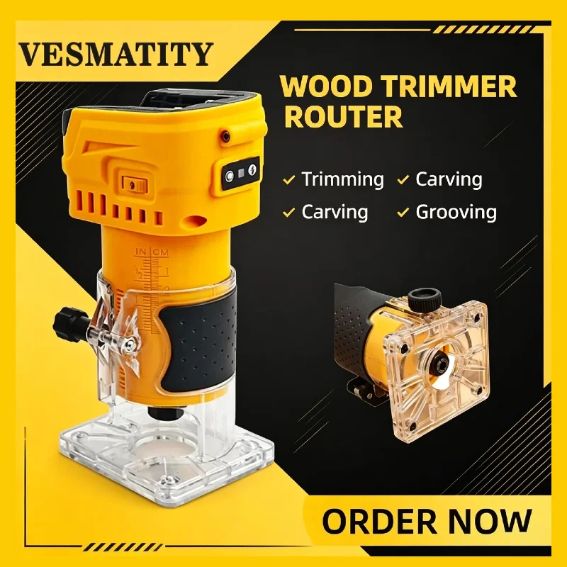 Cordless Brushless Electric Trimmer Engraving Milling Machine 33000RPM Woodworking Tool for Dewalt 18V 20V Battery Plus Pro